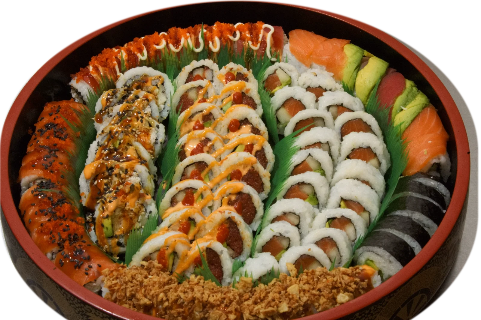 Large round sushi catering tray of rolls, San Luis Obispo